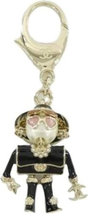 Chanel Pre-owned Accessories, female, Black, Size: ONE SIZE Pre-owned Canvas Keyring