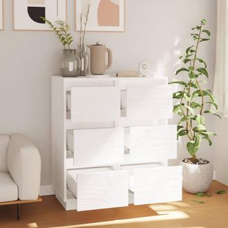 Berkfield Home Sideboards 2 pcs White 32x34x75 cm Solid Wood Pine | Size: 32 x 34 x 75 cm