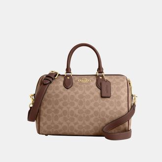 Coach Womens Rowan Large Satchel Bag In Signature Canvas - Brown - One Size