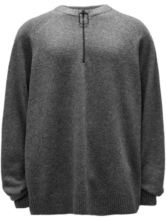 J.W.Anderson crew-neck raglan-sleeves jumper - men - Merino - M - Grey