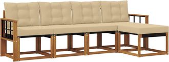 vidaXL Conjunto De Sof&aacute;s De Exterior 5 Uds. Natural Y Beige Vidaxl