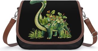 Generic Brontosaurus Dinosaur Flower Crossbody Bags for Women Shoulder Messenger Bag Purse Handbags
