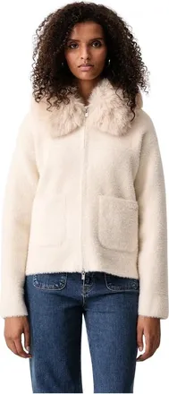 Joseph Ribkoff Jas met afneembare kraag van imitatiebont - Dames - Jassen - Beige - Maat: 2XL Zijde