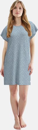 Tom Tailor Nachthemd TOM TAILOR, Damen, Gr. 36, N-Gr, blau, mittel, allover, Single Jersey, Obermaterial: 95% Baumwolle, 5% Elasthan, bequem knielang, Rundhals, 