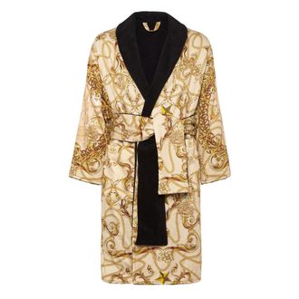 Philipp Plein Nieuwe Barok Badjas - unisex - Nachtkleding & Lounge - Beige - Maat: S/M Katoen