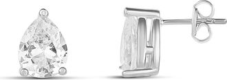 SHYMI Pear Shape Prong Set Stud Earrings in Silver at Nordstrom