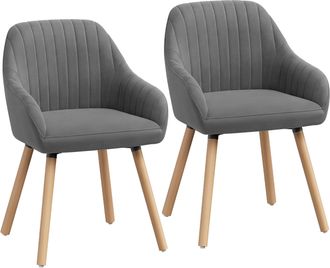 Woltu Lot De 2 Chaise De Salle &Agrave; Manger Pour Cuisine/salon/caf&eacute; Woltu, Si&egrave;ge En Velours, Pieds En Bois Massif, Gris Fonc&eacute;