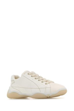 Prada Womens White Leather Sneakers Avorio Agnello