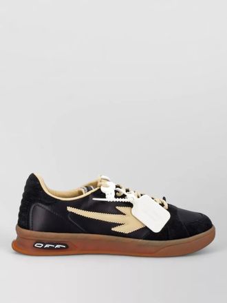 Off-white low top lace up shoes contrast stitching