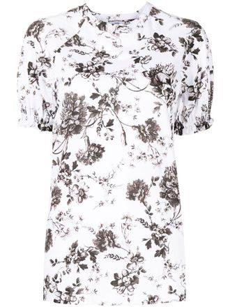 Erdem Beatrice floral-print cotton T-shirt - women - Cotton - L - White