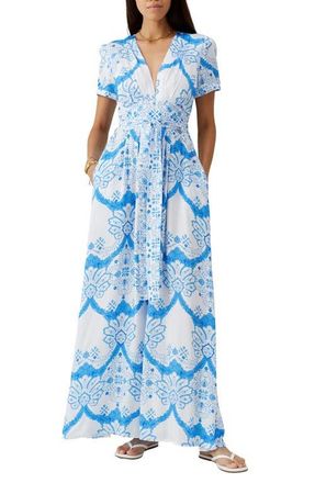 Melissa Odabash Lou Print Cover-Up Maxi Dress in Florian at Nordstrom, Size X-Small