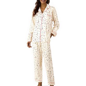 Generic Pyjamas for Women 2 Piece Outfits Womens Fashion Lounge Nightwear Cotton-Like Ladies Pyjamas Sleep & Lounge Women Skin-Friendly Casual Classic Leisure