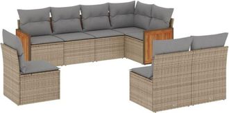 vidaXL Juego De Sof&aacute;s De Jard&iacute;n Con Cojines Beige 8 Pzas Rat&aacute;n Pe Vidaxl