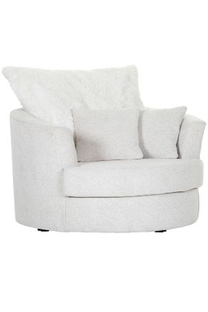 CARRYHOME Sessel, Wei&szlig;, Textil, F&uuml;llung: Polyester, Schaumstoffflocken,Polyester, Schaumstoffflocken, 115x72x115 cm, Sitzfl&auml;che 360&deg; drehbar, Wohnzimmer, Sessel
