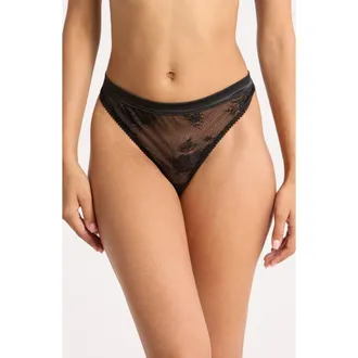 Simone P&eacute;r&egrave;le Louise Lace Thong in Black at Nordstrom, Size Medium