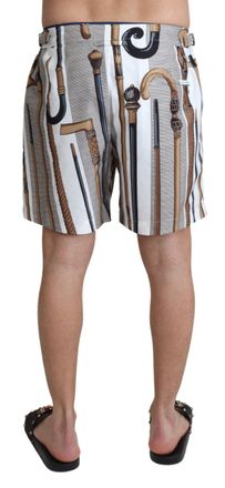 Dolce & Gabbana Mens White Walking Stick Beachwear Shorts Swimshorts Polyester