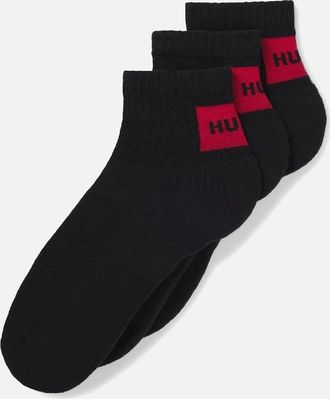 HUGO BOSS Mens 3 Pack of Logo Ankle Socks - Black - Size: 9/9.5/11.5/11/10.5/10/12