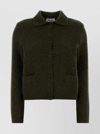 Miu Miu wool cardigan with collared design and pockets
