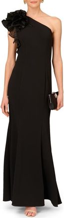 Adrianna Papell One-Shoulder Trumpet Gown in Black at Nordstrom, Size 10