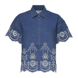 MC2 Saint Barth Shirts, female, Blue, Size: L Clementine Crop Blouse