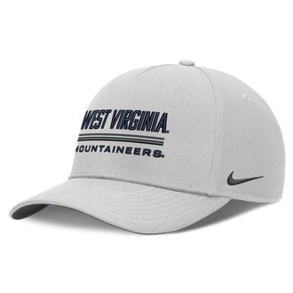 Nike West Virginia Sideline Practice Rise Nike Mens Dri-FIT College Adjustable Hat in Grey | NC060BBWVN-RKB