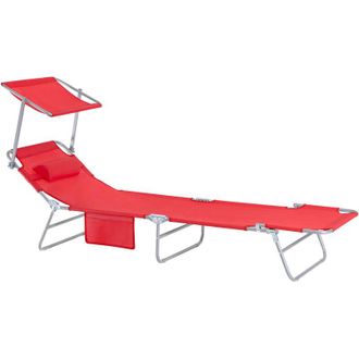 SoBuy Tumbonas Tumbonas De Relaci&oacute;n Con Respaldo Reclinable Y Parasol Tumbonas Plegables 63 X 195 X 90 Cm Rojo Ogs48-rx2 Sobuy Es