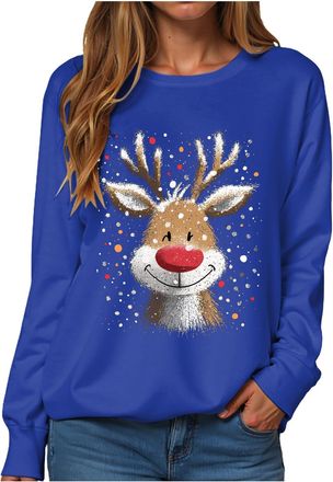 Generic Womens Christmas Sweatshirt Christmas Jumper Holiday Long Sleeve Tops Ladies Merry Tree Printed Top Long Sleeve Shirt Unisex Pullover Oversized Sweats
