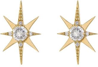 Eden Presley Starburst Stud Earrings in Yellow Gold - Diamond at Nordstrom, Size Small