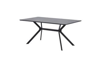Woood Mesa de comedor rectangular de acero negro