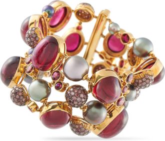 Luxury Bazaar 18K Yellow Gold 0.30ct Diamond and Tourmaline Bracelet MF02-012326