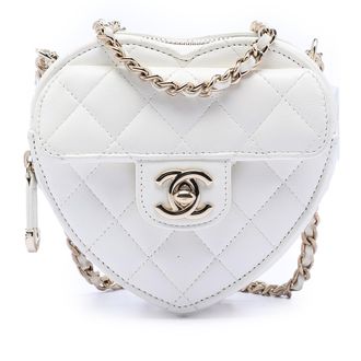 Chanel Tweedekans Mini Lamsleer Cc In Love Hart Schoudertas