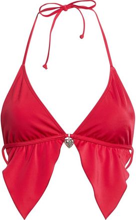 PacSun Aquamarine Heart Charm Bikini Top in Red at Nordstrom, Size X-Small
