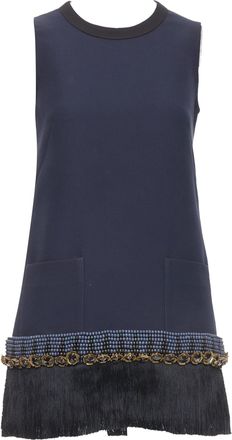 Marni fringe bead embellished hem tunic dress