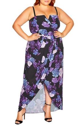 City Chic Floral Dress in Black at Nordstrom Rack, Size Small