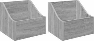 vidaXL Caja De Discos Lp 2 Uds. Sonoma Gris 37 X 33 X 32 Cm Vidaxl
