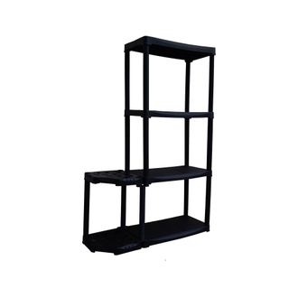 Dmora Estante De Esquina Reversible Con Estante De Polipropileno, Estante Para Interiores O Exteriores, 100% Made In Italy, 90x30h133 Cm, Color Antracita, C