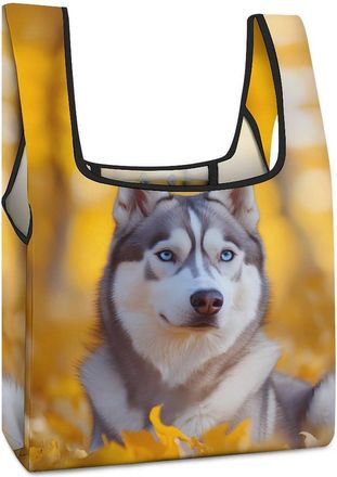Generic Siberian Husky Dog Shopping Bag Reusable Grocery Tote Bag Foldable Handbag for Travel Picnic
