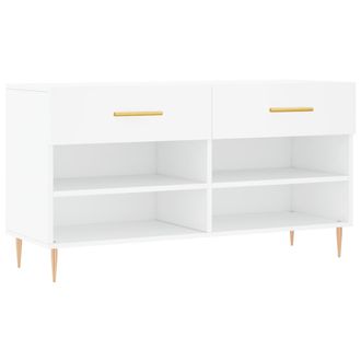vidaXL Vidaxl - Banco Zapatero Madera De Ingenier&iacute;a Blanco 102x35x55 Cm