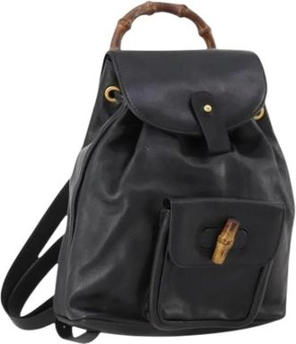 Gucci Pre-owned Vintage Rugzak - Dames - Vintage Rugzakken - Zwart - ONE Size - Leer - Vintage