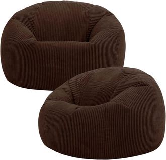 Icon Brand Set de 2 pufs de pana marr&oacute;n chocolate