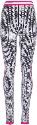 Balmain logo-jacquard knit leggings - women - Polyamide/Wool/Viscose/Elastane - 38 - White
