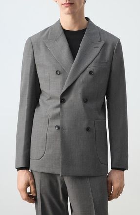 Mango Ricardo Regular Fit Double Breasted Jacket in Grey at Nordstrom, Size 40