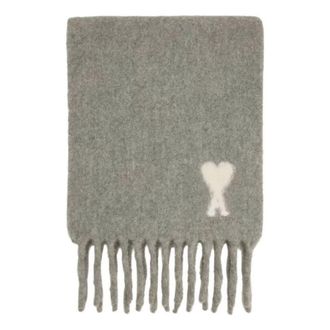 Ami PARIS FW25 De Coeur Alpaca Oversized Muffler Grey White USF673-AW0004-050