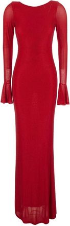 Twentyfourhaitch Algedi Lange Jurk - Dames - Avondkleed - Rood - M - Polyester - Kleedjes