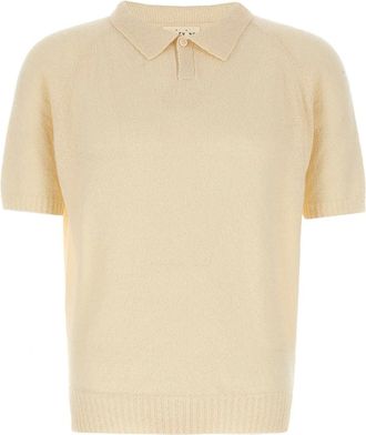 Maryya Polo Shirts, male, White, L, Bouclé Polo Shirt