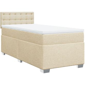vidaXL Cama Box Spring Con Colch&oacute;n Tela Color Crema 100x200 Cm Vidaxl