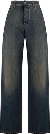 Fendi Wide Leg Jeans - Dames - Jeans - Blauw - Maat: W26 Katoen