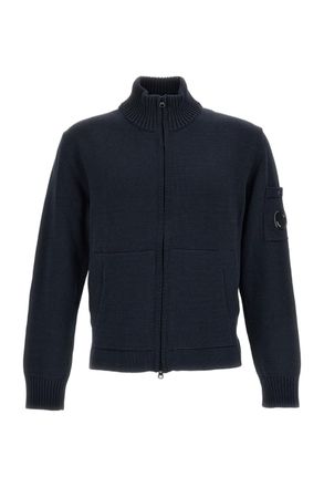 C.P. Company High-Neck Ribbed Knit Cardigan with Honeycomb Weave