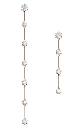 Swarovski Constella Asymmetric Drop Earrings in Rose Gold at Nordstrom