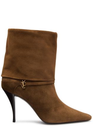 Saint Laurent Niki 90 Suede Ankle Boot - Brown - 36 (IT36 / UK3)